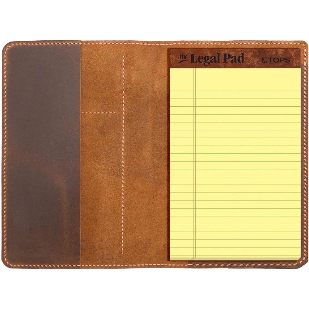 image:imageGenuine Leather Notebook Notepad Cover for TOPS The Legal Pad Writing Pads Docket 5 x 8 Cover retro real leather portfolio folder cover organizer BrownBrown