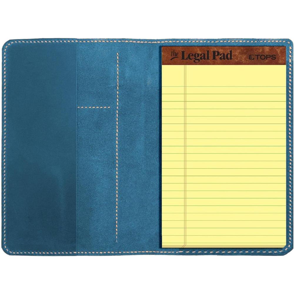 image:imageGenuine Leather Notebook Notepad Cover for TOPS The Legal Pad Writing Pads Docket 5 x 8 Cover retro real leather portfolio folder cover organizer BrownBlue