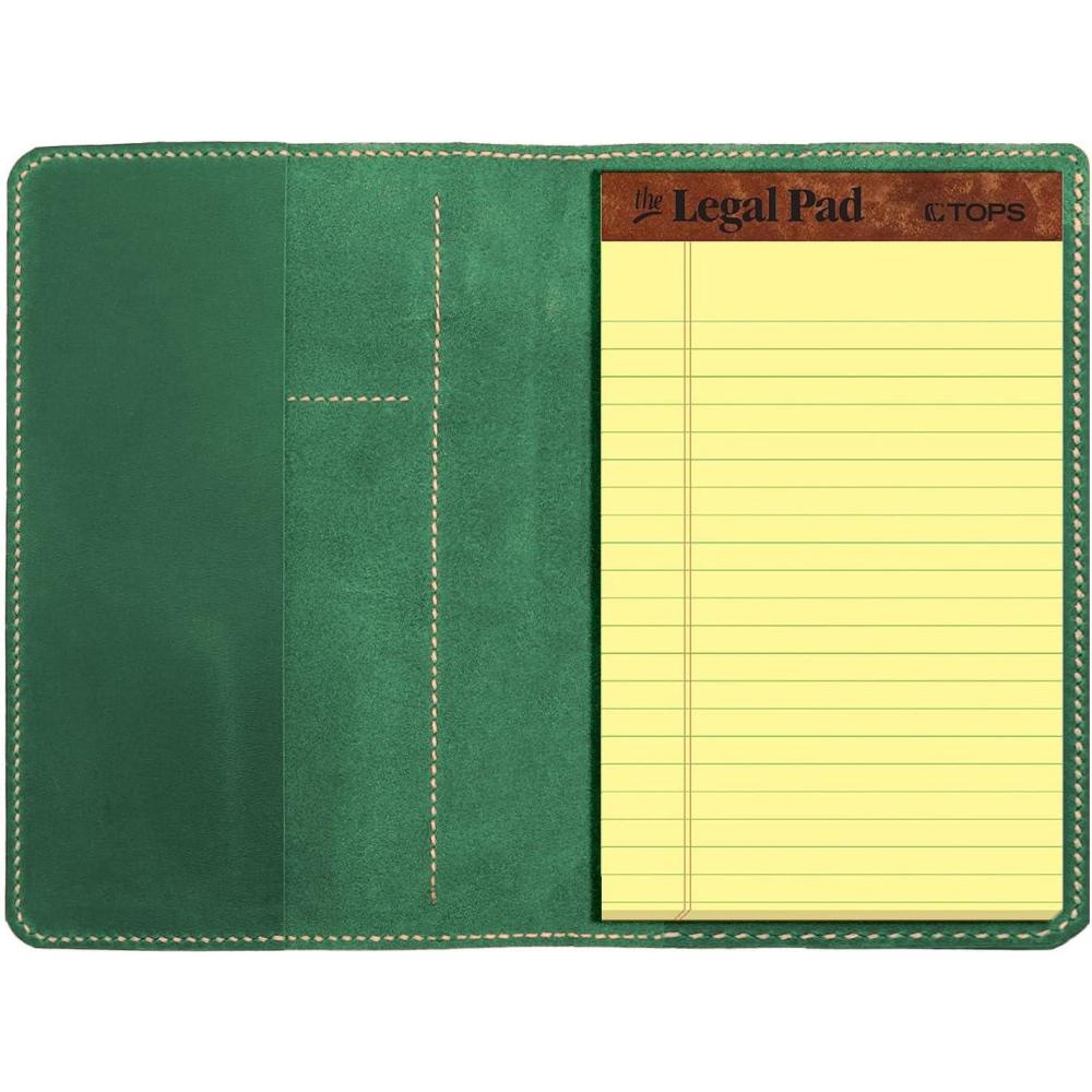 image:imageGenuine Leather Notebook Notepad Cover for TOPS The Legal Pad Writing Pads Docket 5 x 8 Cover retro real leather portfolio folder cover organizer BrownDark Green