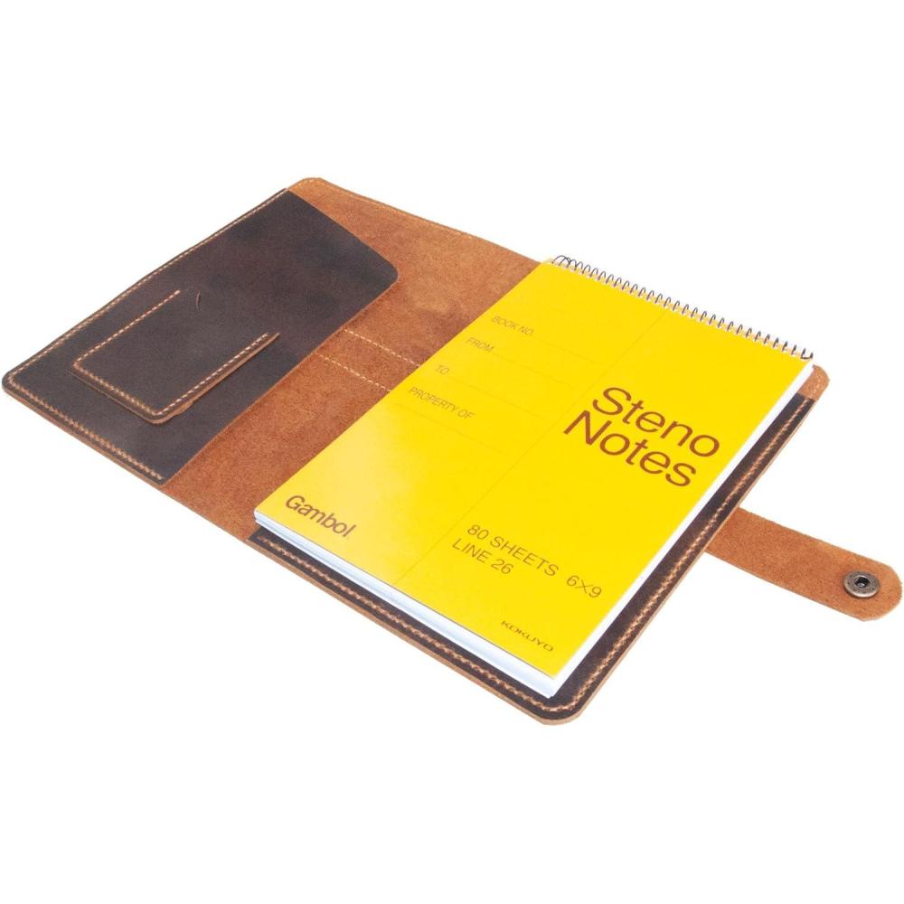 image:imagePersonalized Leather Cover for Tops Steno Pad 6x9 Handmade Leather Top Bound Spiral Notebook Cover Folio Cover Compatible with 6x88 Top Bound Notepad