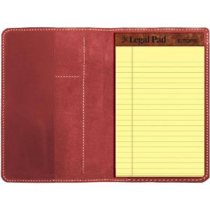 Genuine Leather Notebook Notepad Cover for TOPS The Legal Pad Writing Pads Docket 5″ x 8″ Cover, retro real leather portfolio folder cover organizer (Brown)(Red)
