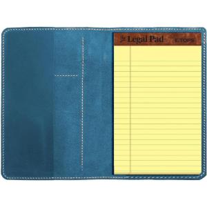 Genuine Leather Notebook Notepad Cover for TOPS The Legal Pad Writing Pads Docket 5″ x 8″ Cover, retro real leather portfolio folder cover organizer (Brown)(Blue)