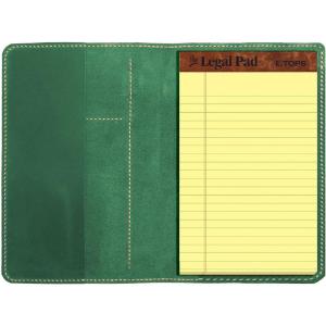 Genuine Leather Notebook Notepad Cover for TOPS The Legal Pad Writing Pads Docket 5″ x 8″ Cover, retro real leather portfolio folder cover organizer (Brown)(Dark Green)
