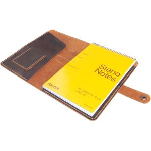 Personalized Leather Cover for Tops Steno Pad 6″x9″, Handmade Leather Top Bound Spiral Notebook Cover, Folio Cover Compatible with 6″x8.8″ Top Bound Notepad
