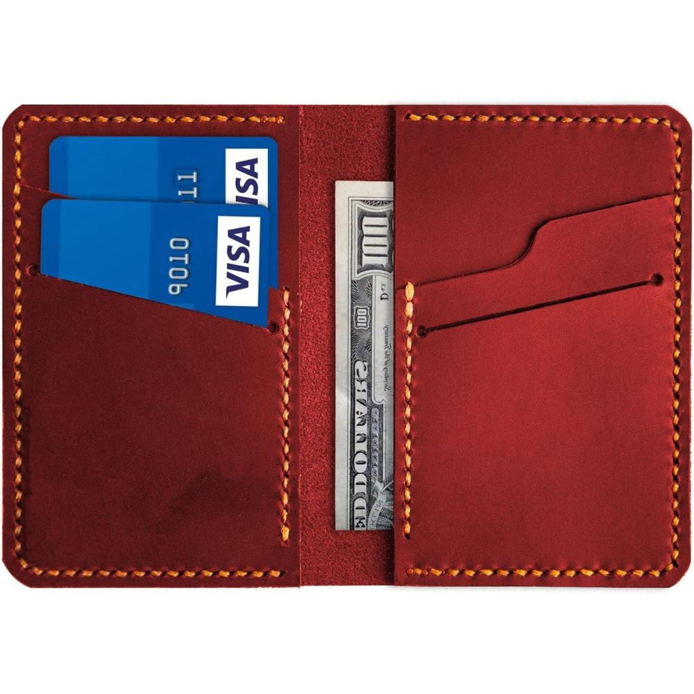 image:imageLeather for Men amp Women Front Pocket Card Holder Minimalist Wallet Front Pocket Wallet Leather Card Sleeve Minimalist Handmade Card Holder Dark GreenRed