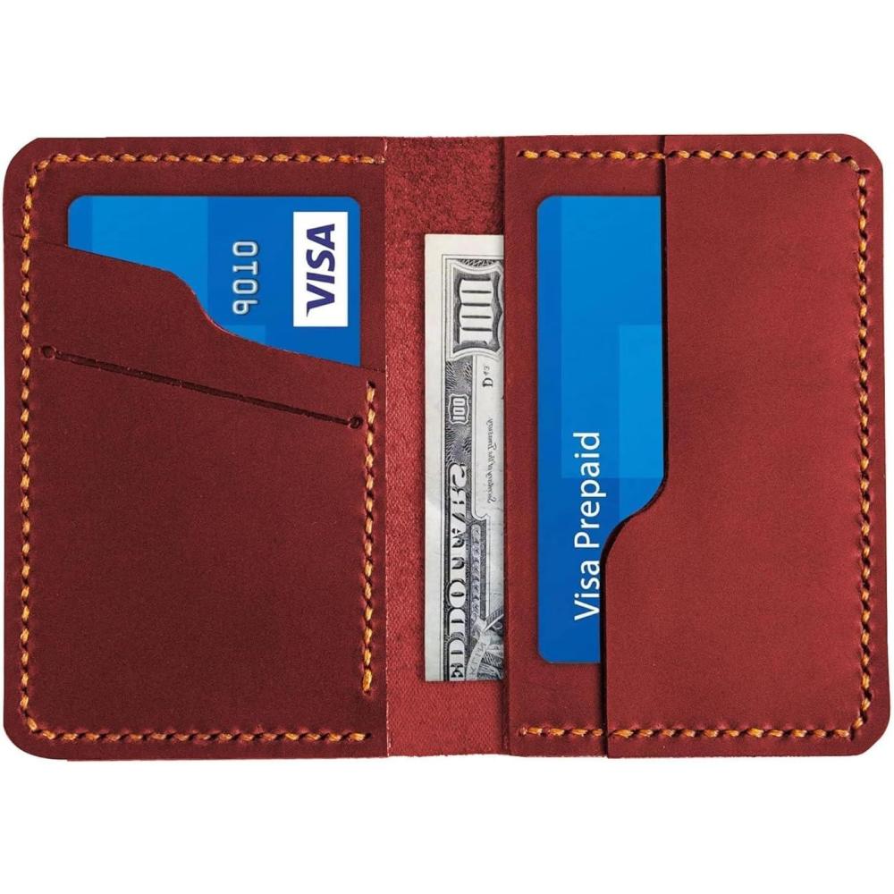 image:imageLeather for Men amp Women Front Pocket Card Holder Minimalist Wallet Front Pocket Wallet Leather Card Sleeve Minimalist Handmade Card Holder Dark GreenRedStyle 2